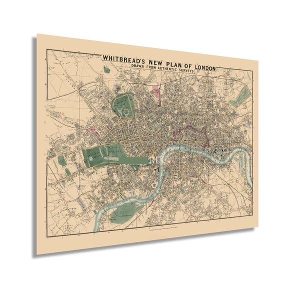 Vintage 1853 London England Map City of London Map Poster - Old Street Map of London England - History Map of London Wall Art
