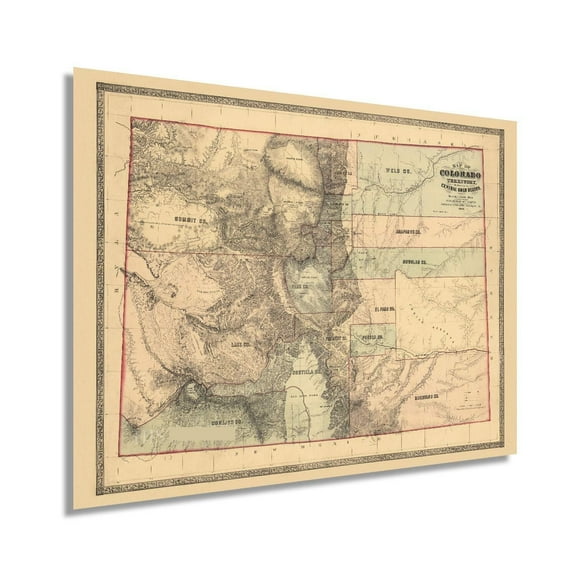 Vintage 1862 Colorado Territory Map Vintage Map of Colorado Wall Art - Old Colorado Map Poster - Historic Colorado Wall Map Embracing The Central Gold Region
