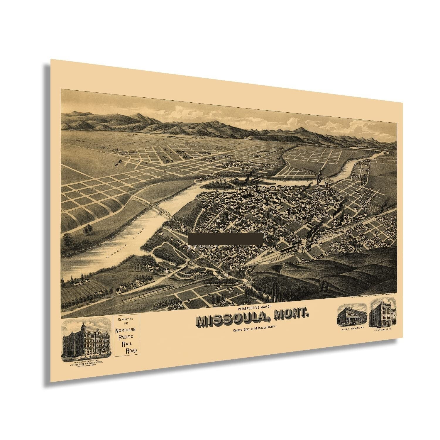 Vintage 1891 Missoula Montana Map Poster History Map of Missoula Wall ...