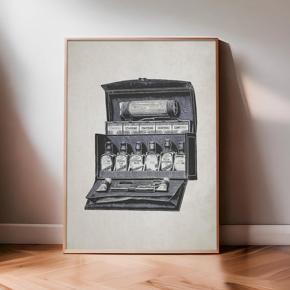 Vintage 1895 Med Kit | Medical Wall Art, Doctor Poster, Med School Grad Present, Nurse Gift, Physician Office Decor, Poster Only