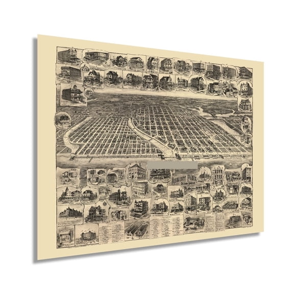 Vintage 1897 Asbury Park Ocean Grove New Jersey Map Asbury Park Wall Art - Old Asbury Park New Jersey Vintage Map Poster
