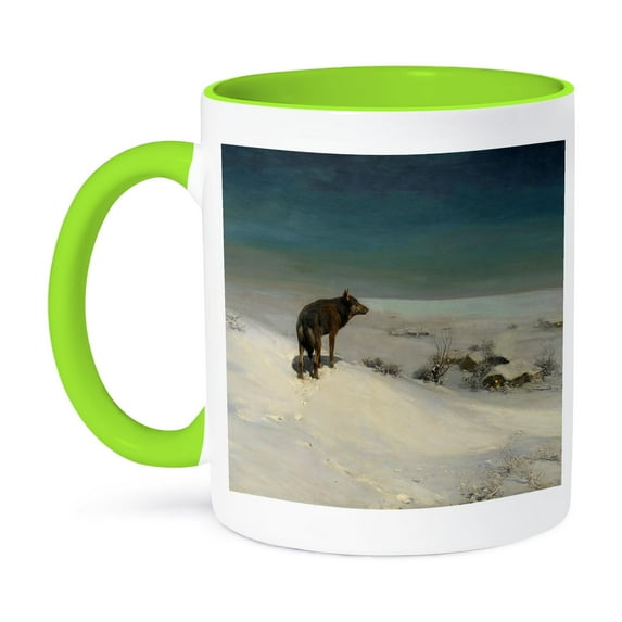 3dRose, Vintage 1915 The Snow Wolf by A Wierusz-Kowalski, 11oz Two-Tone Green Mug
