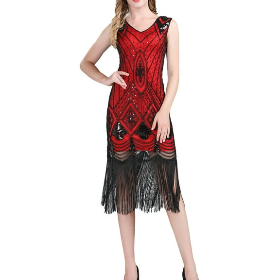 Vintage 1920S Flapper Girl Halloween Dresses Prom Party Event Womens
