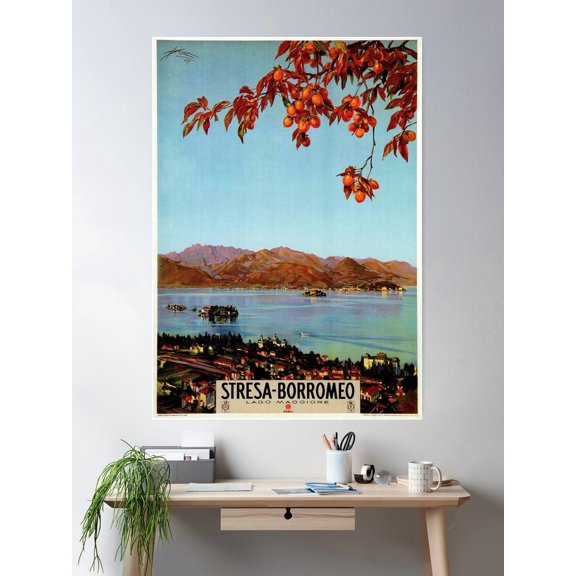 Vintage 1920S Lake Maggiore Stresa Italian Travel Ad Poster Wall Art, Modern Wall Decor For Living Room Bedroom, 8x12 UNFRAMED