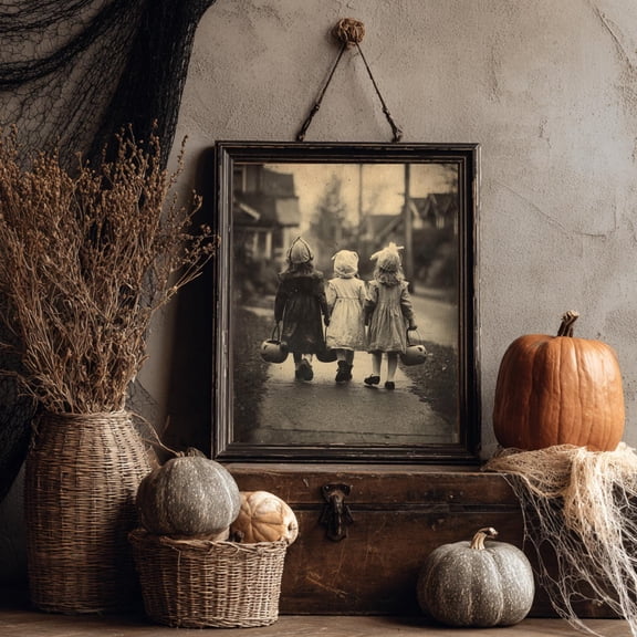 Vintage 1920s Children Sweet Haunt Nighting Poster Print Rolled Posters Wall Art Home Decor Halloween Decoration Retro Art Print