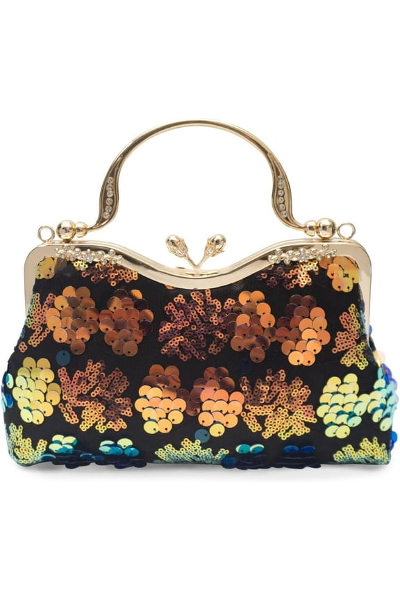 Vintage 1920s Evening Bag for Women Velvet Clutch Bag Sparkly Sequin Handbag Bridal Wedding Purse