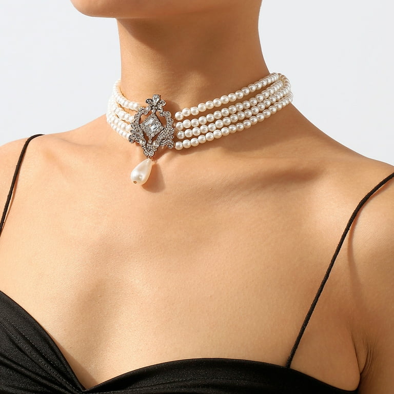 Vintage 1920s Gatsby Layered Faux Pearl Necklaces Imitation