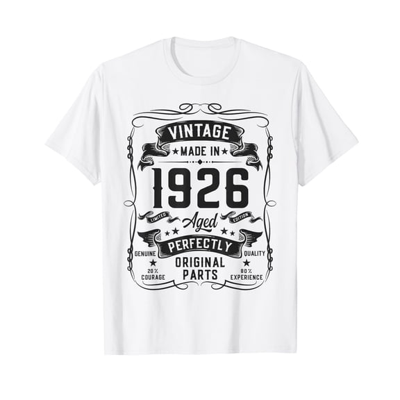 Vintage 1926 100yr 100th Birthday Gifts for Men 100 Year Old T-Shirt