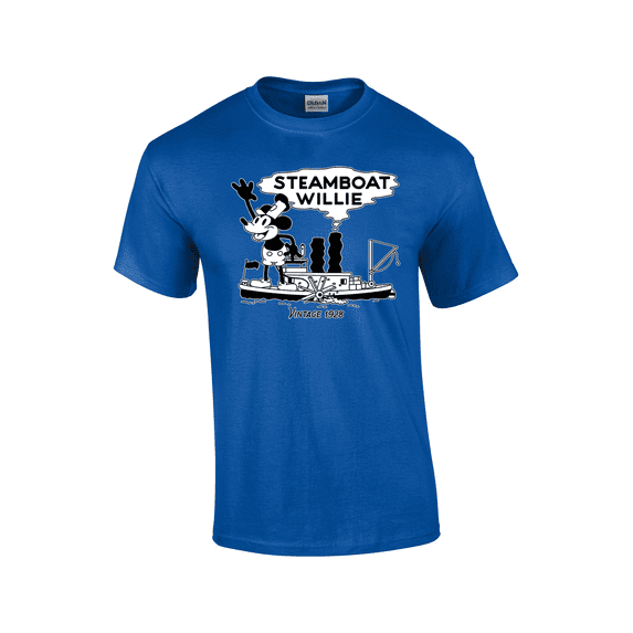 Vintage 1928 Steamboat Willy Short Sleeve Men's Graphic T-Shirt-Royal-small