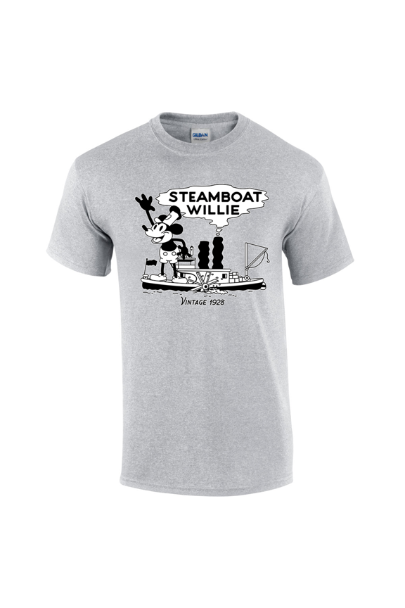 Vintage 1928 Steamboat Willy Short Sleeve Men's Graphic T-Shirt-Sports Grey-small