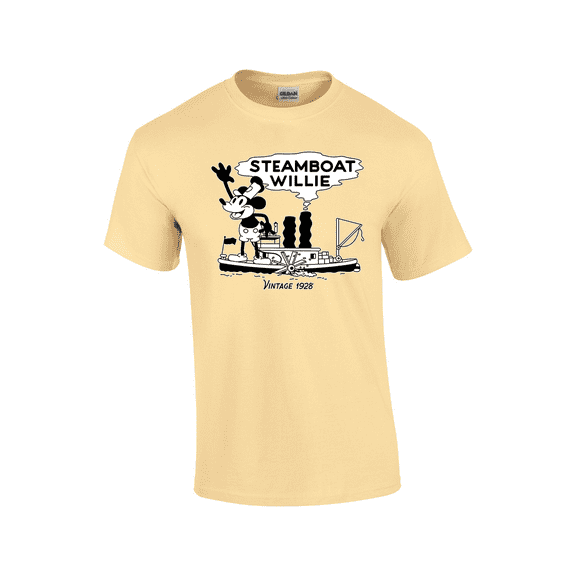 Vintage 1928 Steamboat Willy Short Sleeve Men's Graphic T-Shirt-Vegas Gold-small