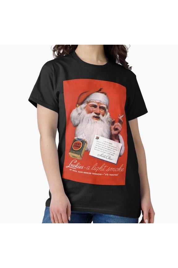 Vintage 1930s St. Nick Lucky Strike Cigarettes Ad Funny Christmas Retro G11843 Unisex T-Shirt, Up to Size 5XL