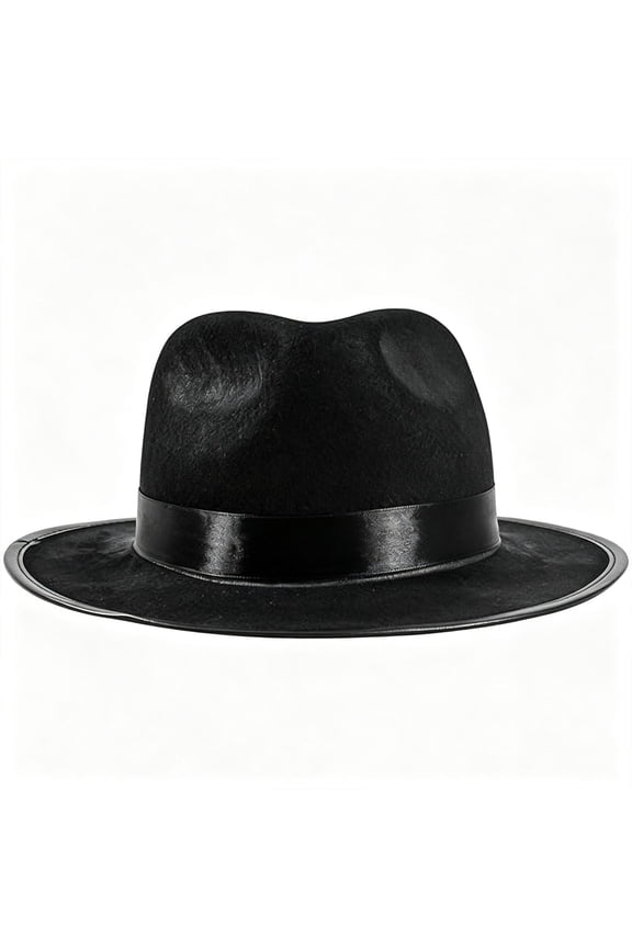 Vintage 1930s Wide Brim Non Woven Molded Hat, Retro Classic Stylish Headwear, Durable Shape Holding Accessory for Themed Cosplay Stage Performance Holiday Costume Party Outfit