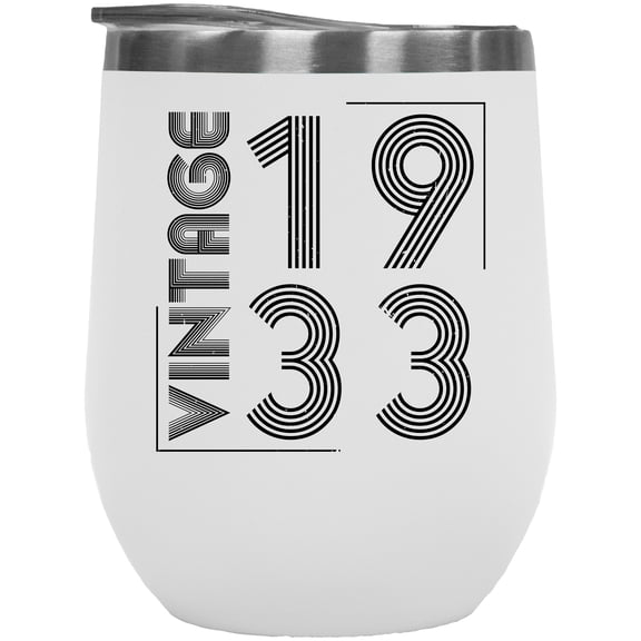 Vintage 1933, Nostalgic Person or Retro Lover, White 12oz Wine Tumbler