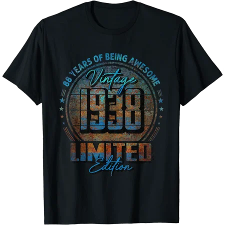 Vintage 1938 Limited Edition Shirt 88 Year Old 88th Birthday T-Shirt, Unisex T-Shirt