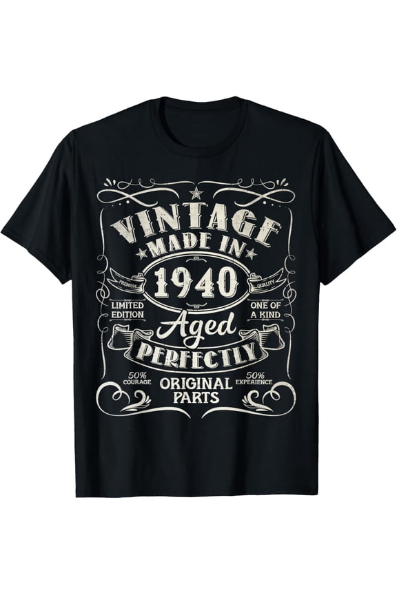 Vintage 1940 Birthday Shirt for Men and Women, Retro 84th Birthday Gift, Aged Perfectly Limited Edition Graphic Tee, Classic Original Parts Apparel