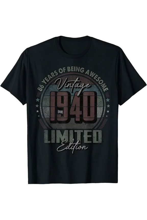 Vintage 1940 Limited Edition Shirt 86 Year Old 86th Birthday T-Shirt, Unisex T-Shirt