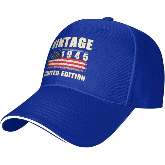 Vintage 1945 80th Birthday Gifts 80 Year Old American Flag Classic Baseball Cap Dad Hat Adjustable Men Women,Black
