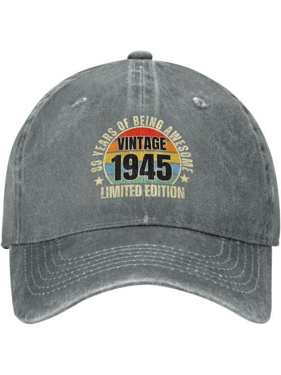 Vintage 1945 Limited Edition 80-Year-Old 80th Birthday Hat Denim Baseball Cap