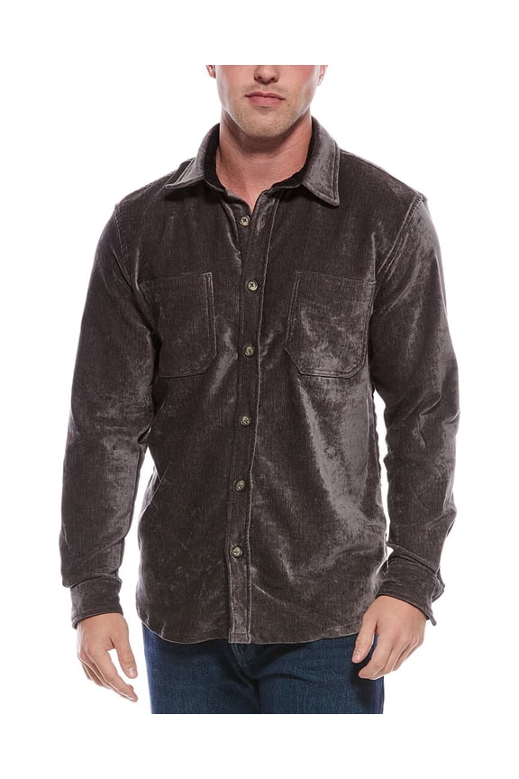 mens Chenille Shirt Jacket, l, Grey