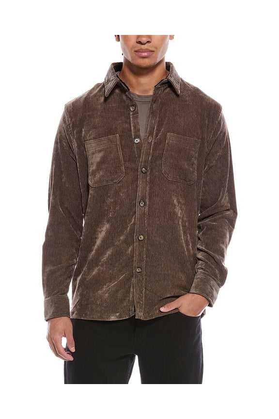 mens Chenille Shirt Jacket, m, Brown
