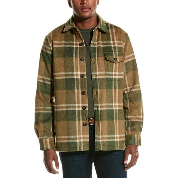 Vintage 1946 mens Heather Wool-Blend Shirt Jacket, XL, Green