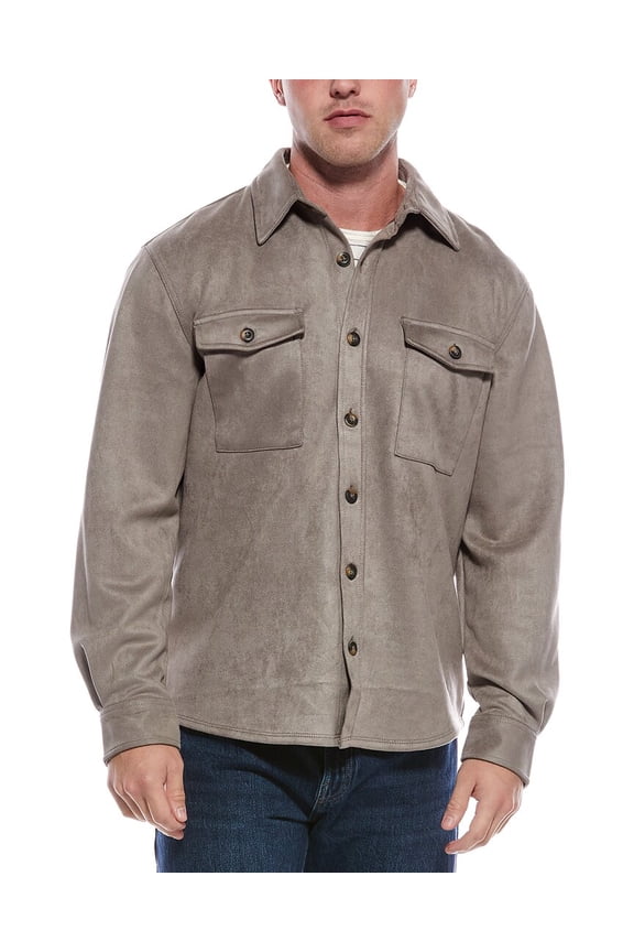 mens Microsuede Overshirt, m, Grey