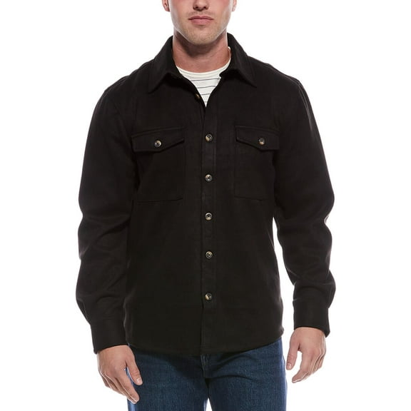 Vintage 1946 mens Microsuede Overshirt, s, Black