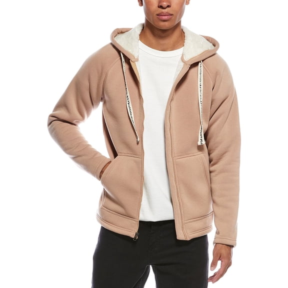 Vintage 1946 mens  Sherpa Bonded Fleece Hoodie, l, Tan