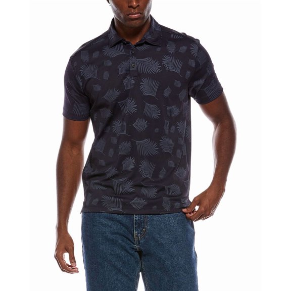 Vintage 1946 mens  Two Tone Floral Printed Pique Polo Shirt, m, Blue