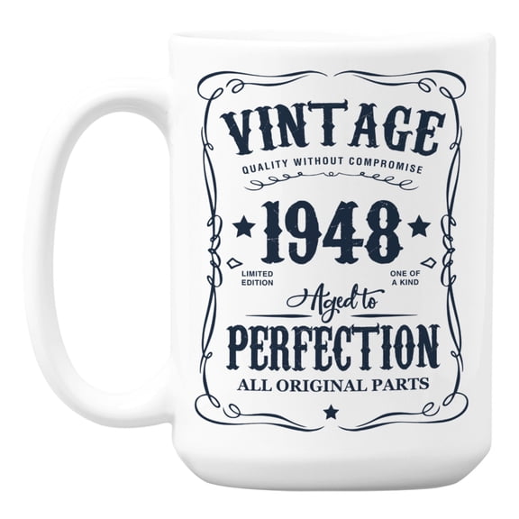 Vintage 1948 All Original Parts, Birth Year Coffee & Tea Mug (15oz)