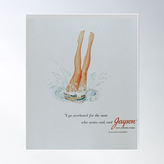 Vintage 1950'S Diving Ad Chic Minimalist Poster Wall Art, Modern Wall Decor For Living Room Bedroom, 12x18 UNFRAMED