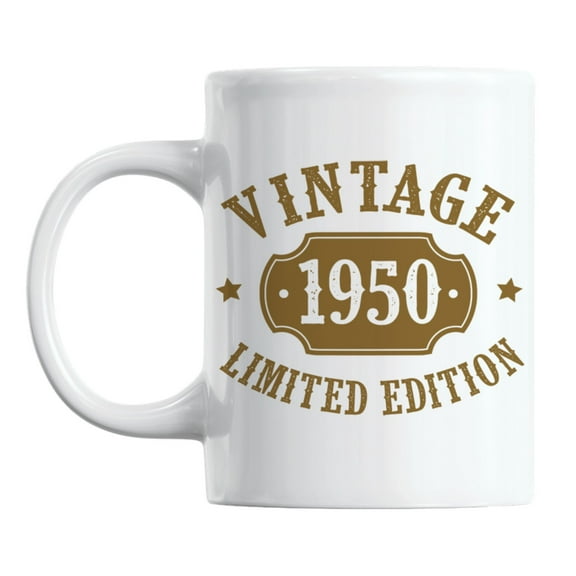 Vintage 1950 feat. a Classic Number Plate, Birth Year Coffee & Tea Mug (11oz)