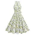 thumbnail image 1 of Vintage 1950s Cocktail Midi Dresses for Women Elegant Keyhole Sleeveless Floral Printed Swing Formal Evening Party Dress, 1 of 3