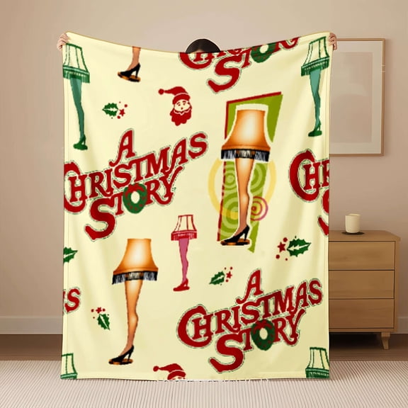 Vintage 1950s Nostalgic Gift & Home Decor - 'Burbs & Christmas Story Leg Lamp Bedspread - Soft Fleece Movie-Themed Couch/Bed Cover
