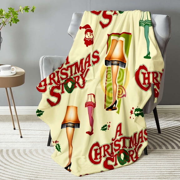 Vintage 1950s Nostalgic Gift & Home Decor - 'Burbs & Christmas Story Leg Lamp Bedspread - Soft Fleece Movie-Themed Couch/Bed Cover
