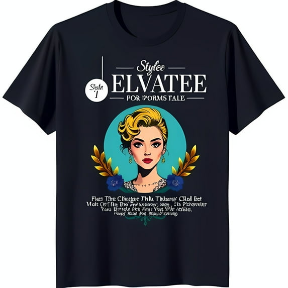 Vintage 1950s Style Graphic Tee Elegant Woman Design on Black T-Shirt
