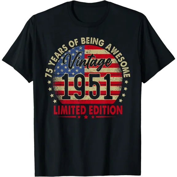 Vintage 1951 Limited Edition 75th Birthday 75 Years Old T-Shirt