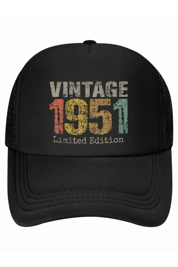 Vintage 1951 Text 75th Birthday Gift Men Women 75 Year Old Baseball Cap