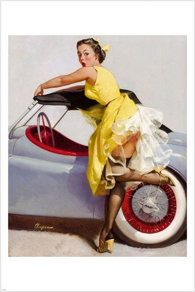 Vintage 1955 Convertible & Pin-Up Girl Poster Jordan | Ubuy