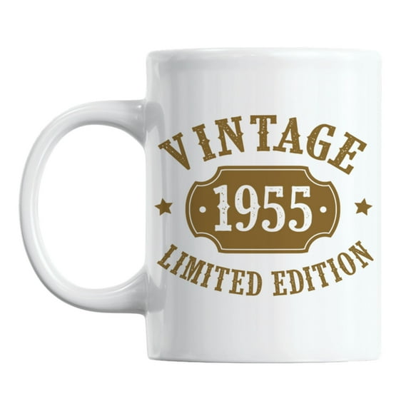 Vintage 1955 feat. a Classic Number Plate, Birth Year Coffee & Tea Mug (11oz)