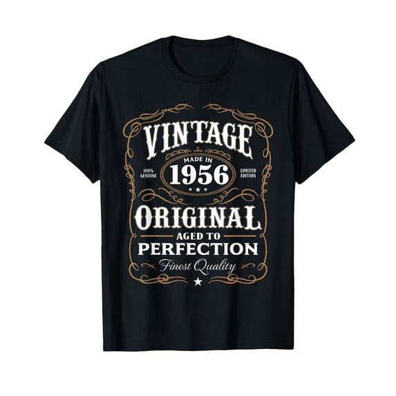 Vintage 1956 Birthday T-Shirt with Ornate Design - Original Aged to Perfection