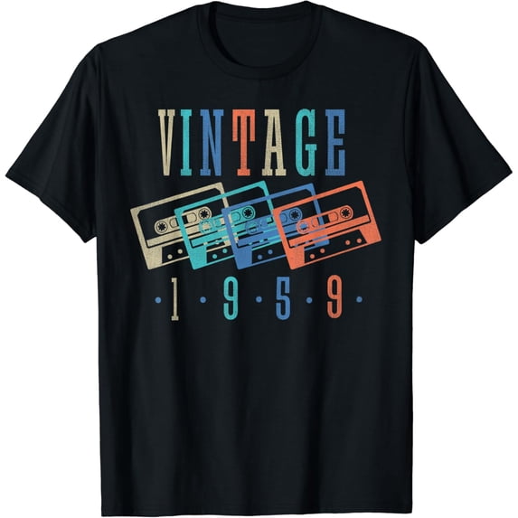 Vintage 1959 Cassette Tape 1959 Birthday Gifts 64 Year Old T-Shirt Black 2X-Large