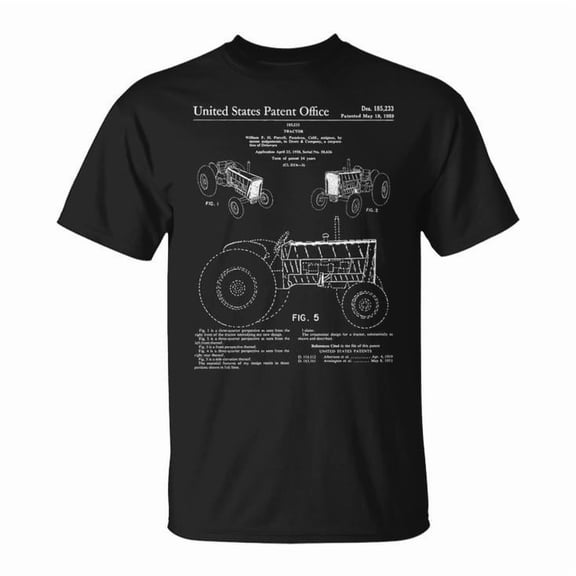 Vintage 1959 Farm Tractor Patent Print Cotton Tee for Unisex Adults – Comfortable Casual T-Shirt for Everyday Wear, Size 2XL, Color Black