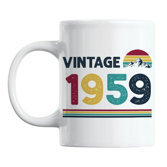 Vintage 1959 feat Retro Sunset with Mountain, Birth Year Coffee & Tea Mug (11oz)