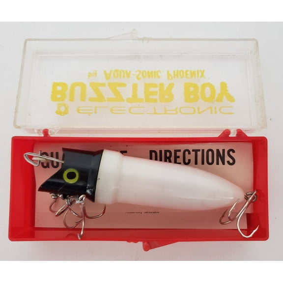 Vintage 1960 Buzzter Boy Electronic Fishing Lure by Aqua-Sonic, White