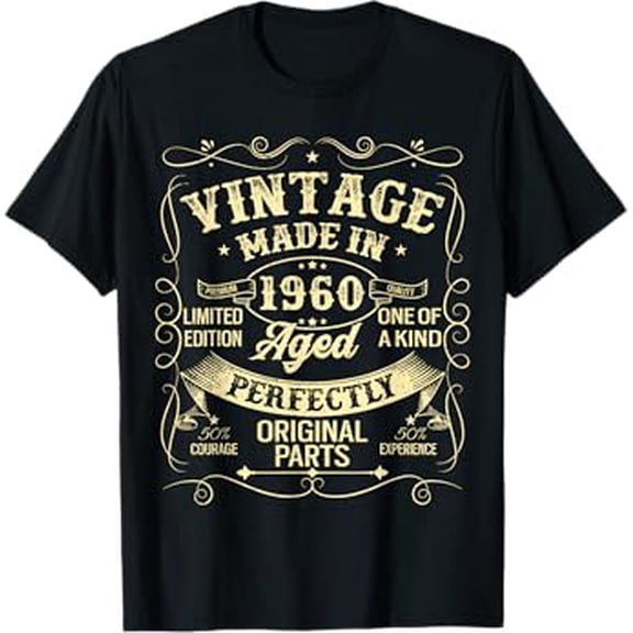 Vintage 1960 Made Or Born In 1960 Original Parts Birthday T-Shirt