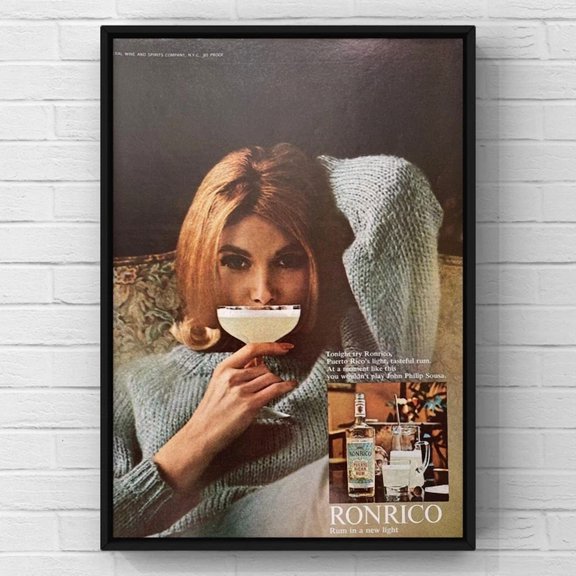 Vintage 1960S Ron Rico Bar Original 60S Magazine Page Ad Poster Print Wall Art Home Decor Office Wall Art