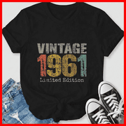 Vintage 1961 Text 65th Birthday Gift Men Women 65 Year Old Unisex T-Shirt, up to size 5XL