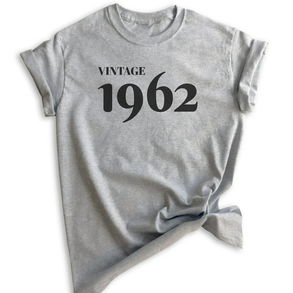 Vintage 1962 Shirt, Unisex Women's Men's Shirt, 60th Birthday Shirt, Sixtieth Birthday Shirt, B-day Shirt, Heather Gray, Medium